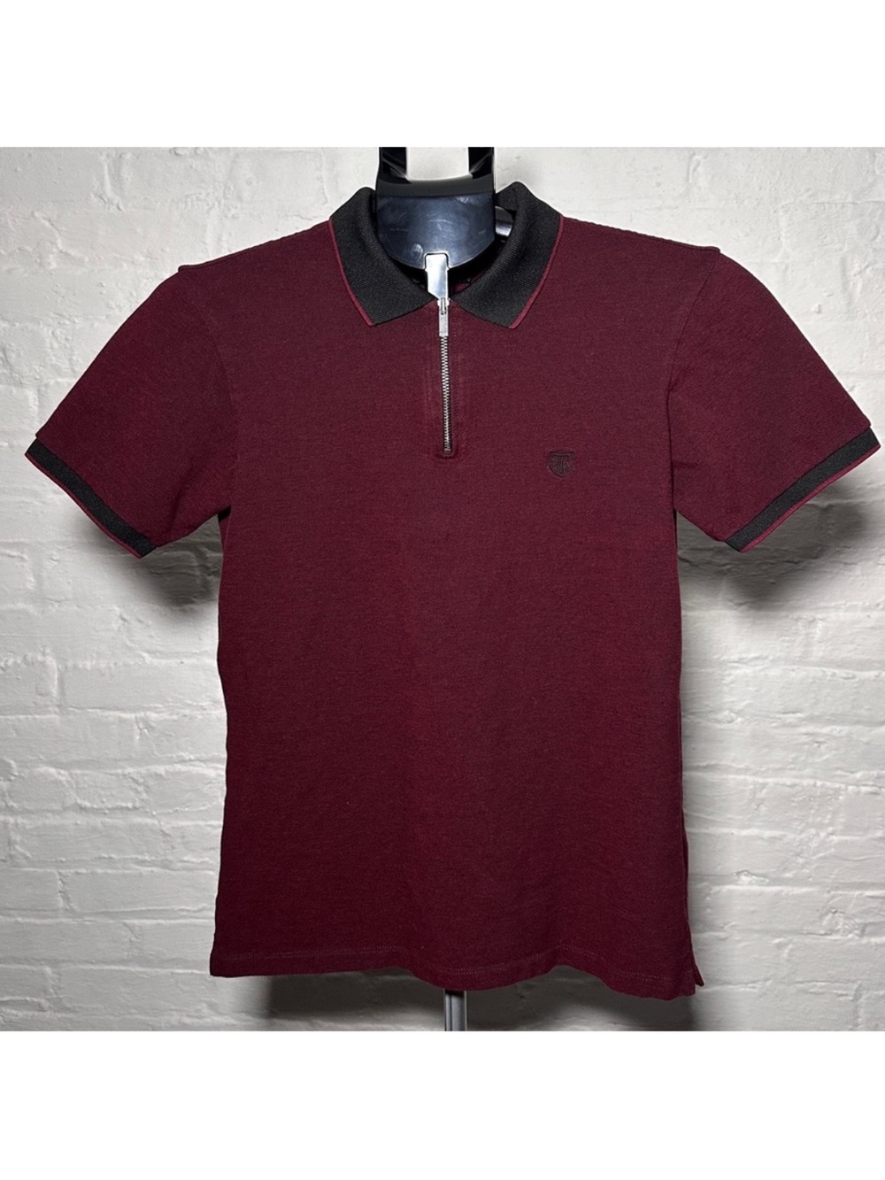 The Kooples zip up polo shirt burgundy